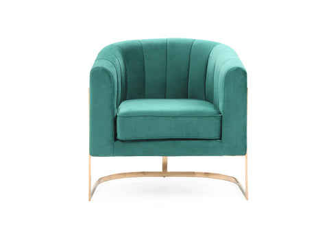 Modrest Trask Modern Green Velvet & Rosegold Accent Chair By VIG Furniture