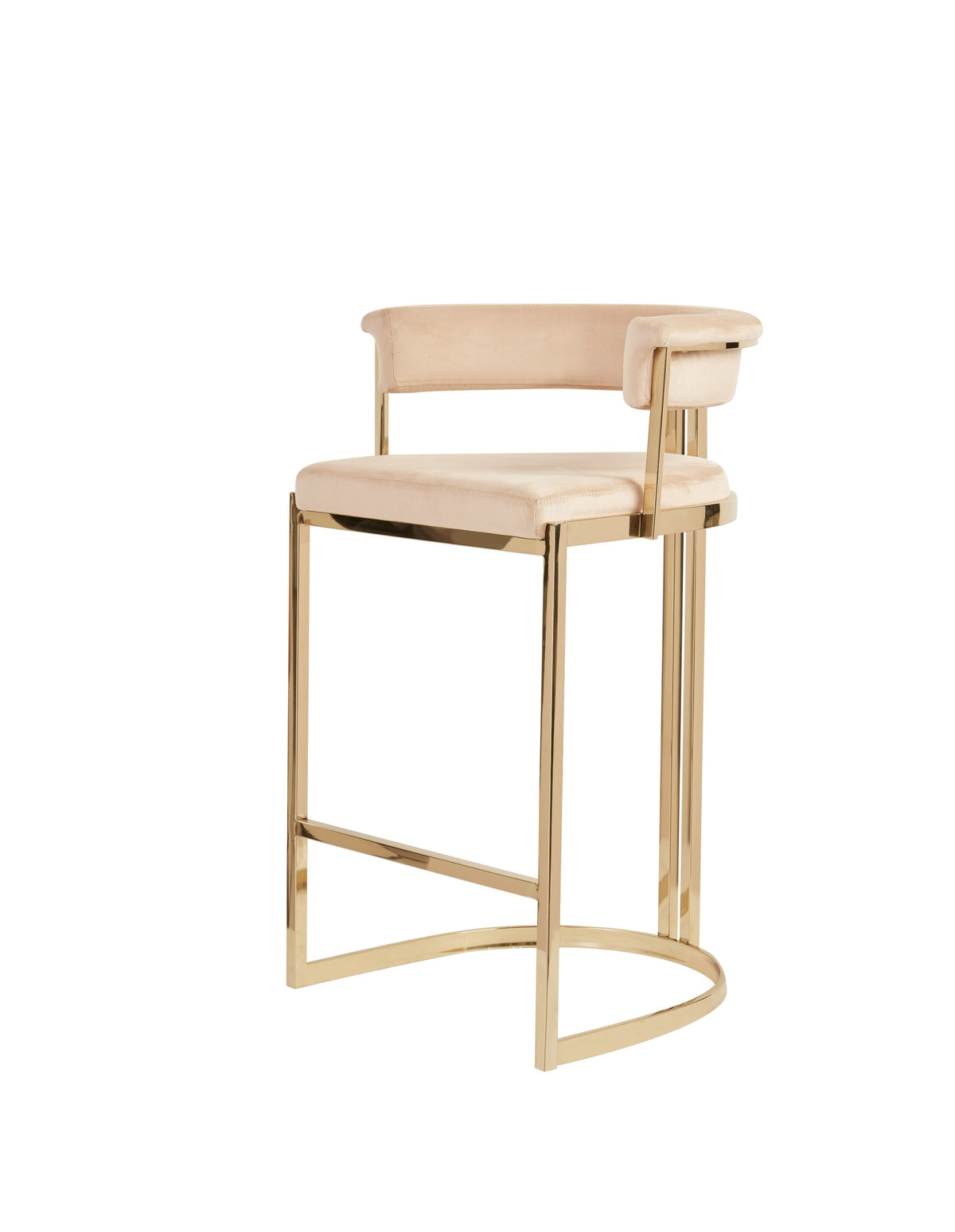 Modrest Munith Modern Beige Velvet & Gold Counter Stool Model VGZAB9504-BG-BS
