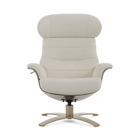 Divani Casa Abrons Mid Century Modern Light Grey Leather Lounge Chair & Ottoman Model VGKK-A928-LTGRY