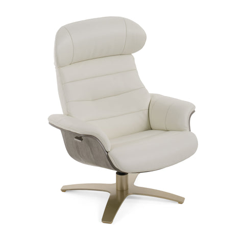 Divani Casa Abrons Mid Century Modern Light Grey Leather Lounge Chair & Ottoman Model VGKK-A928-LTGRY
