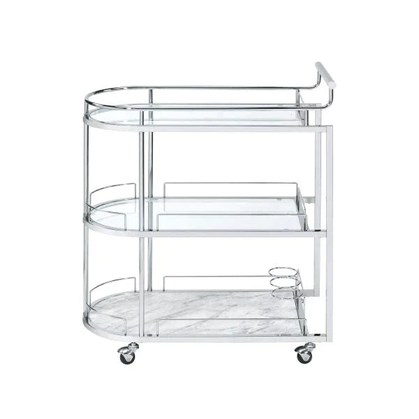 Inyo Clear Glass & Chrome Finish Serving Cart Model AC00161 By ACME Furniture