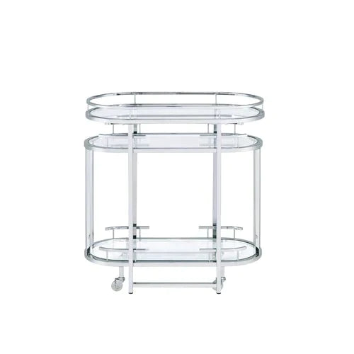Piffo Clear Glass & Chrome Finish Serving Cart Model AC00162 By ACME Furniture