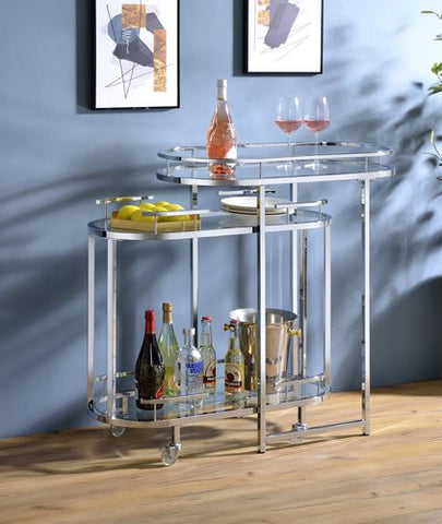 Piffo Clear Glass & Chrome Finish Serving Cart Model AC00162 By ACME Furniture