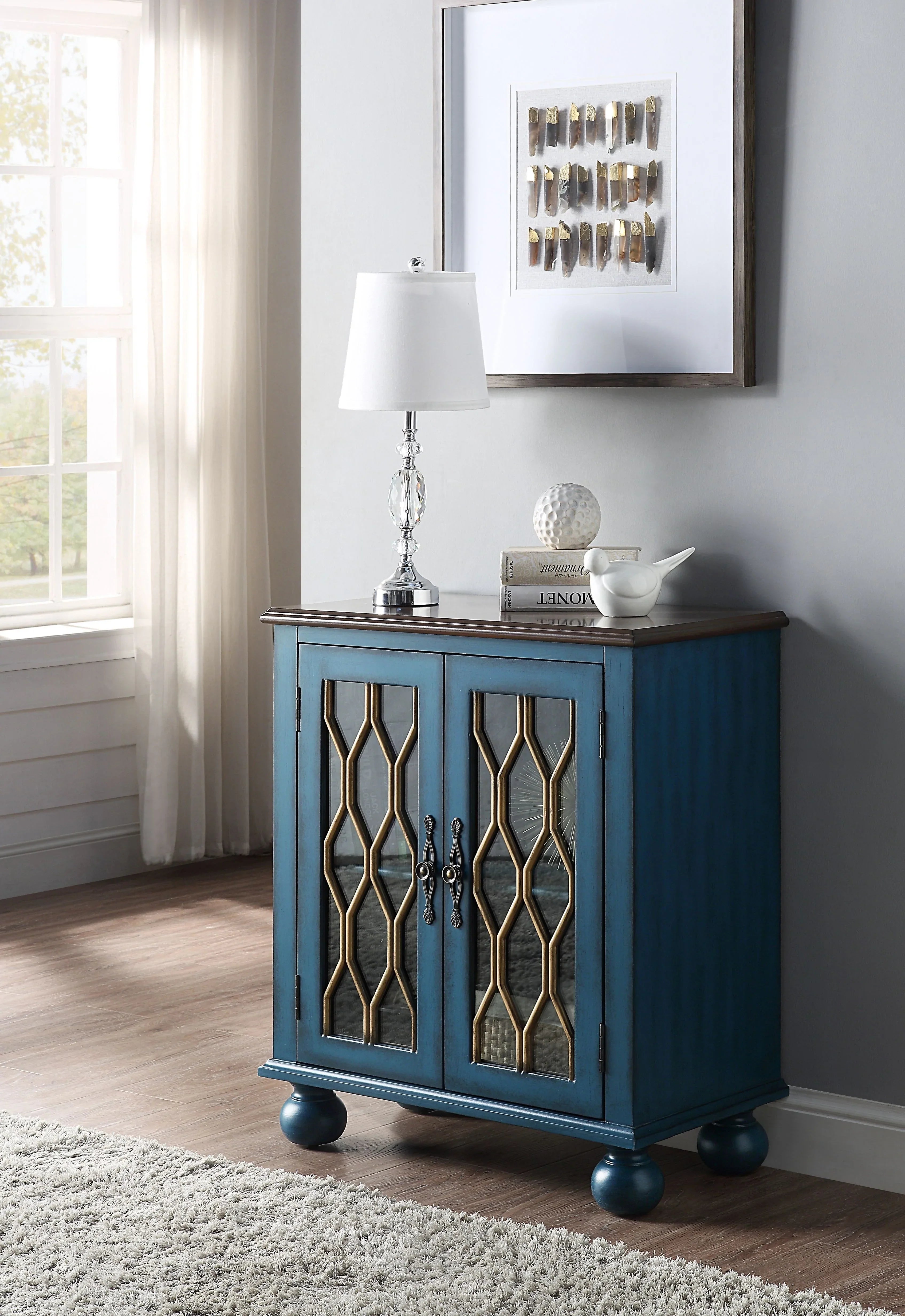 Lassie Antique Blue Finish Accent Table Model AC00195 By ACME Furniture