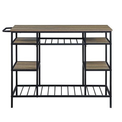 ACME Lona Rustic Oak & Black Finish Lona Kitchen Island Model AC00325