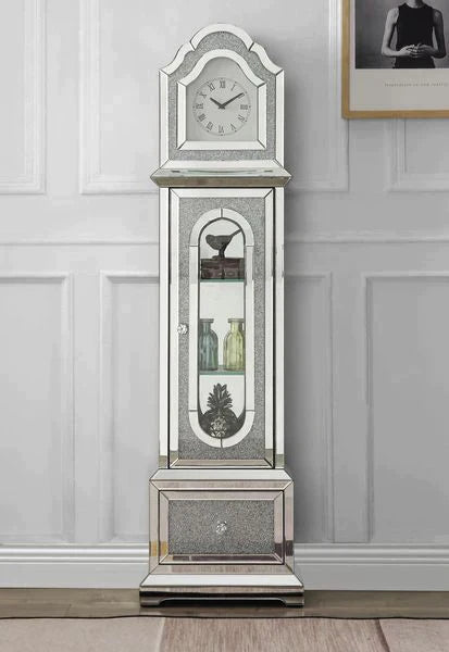 Noralie Mirrored & Faux Diamonds Grandfather Clock Model AC00347 By ACME Furniture