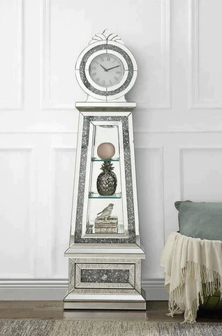 Noralie Mirrored & Faux Diamonds Grandfather Clock Model AC00349 By ACME Furniture