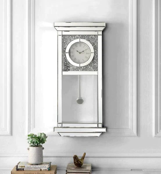 Noralie Mirrored & Faux Diamonds Wall Clock Model AC00423 By ACME Furniture