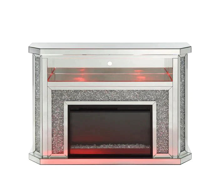 Noralie Mirrored & Faux Diamonds Fireplace Model AC00508 By ACME Furniture
