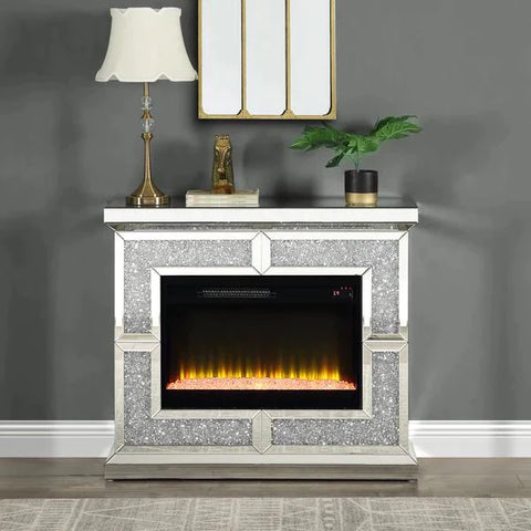 Noralie Mirrored & Faux Diamonds Fireplace Model AC00512 By ACME Furniture