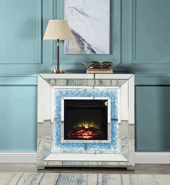 Noralie Mirrored & Faux Diamonds Fireplace Model AC00514 By ACME Furniture
