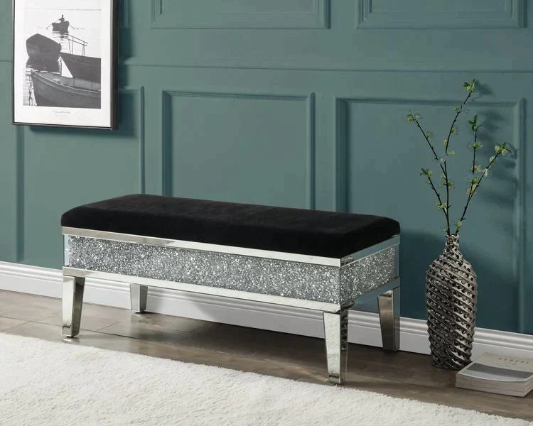 Noralie Mirrored & Faux Diamonds Bench Model AC00535 By ACME Furniture