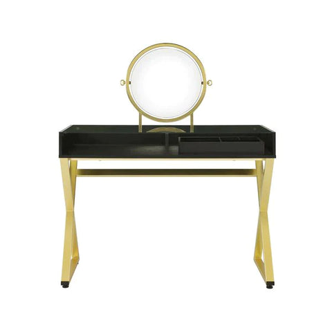 Coleen Black & Gold Finish Vanity Desk Model AC00669 By ACME Furniture