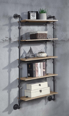 Brantley Oak & Sandy Black Finish Wall Shelf Model AC00738 By ACME Furniture