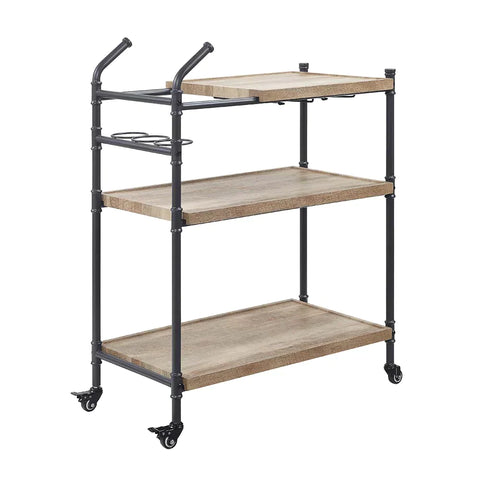 Brantley Oak & Sandy Black Finish Serving Cart Model AC00754 By ACME Furniture
