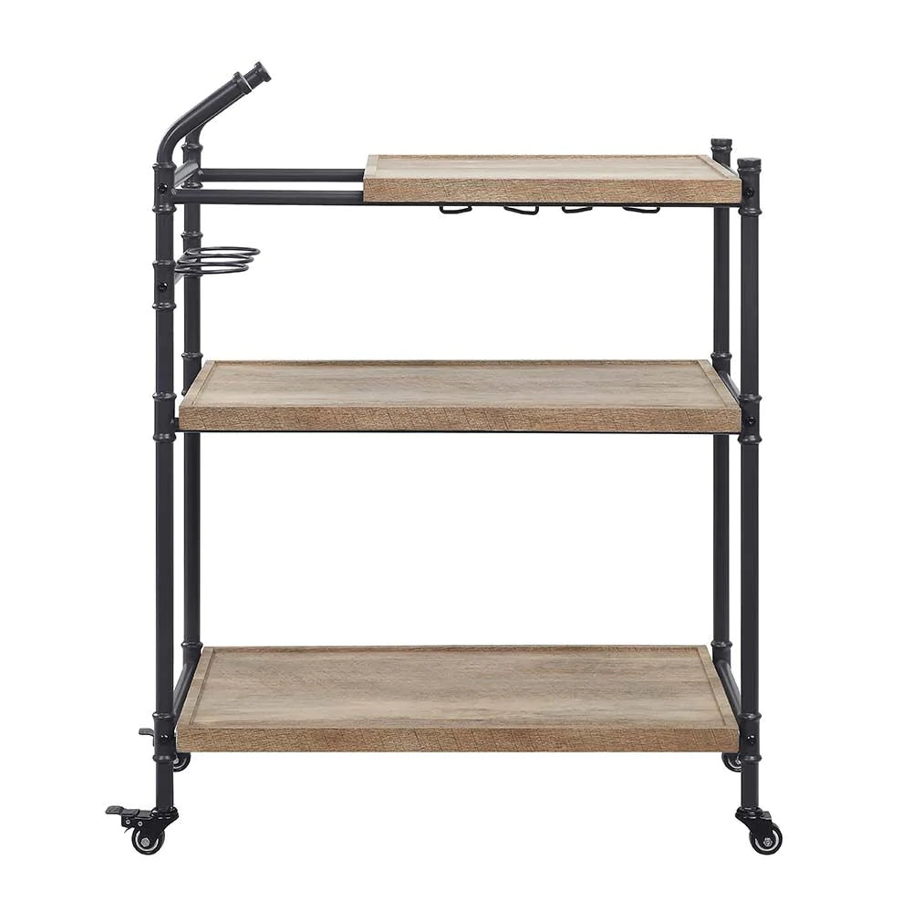 Brantley Oak & Sandy Black Finish Serving Cart Model AC00754 By ACME Furniture