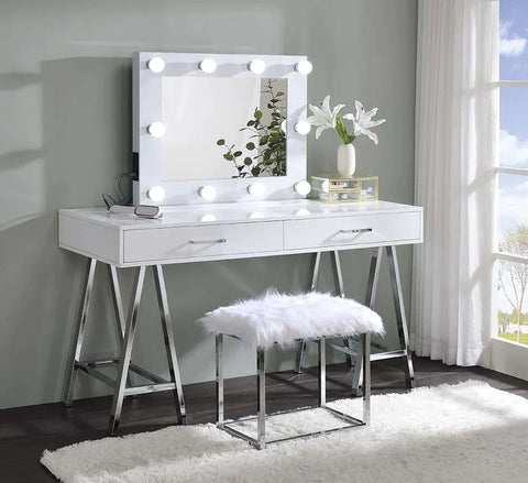 Avery White Finish Accent Mirror Model AC00759 By ACME Furniture
