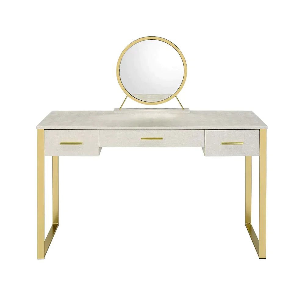 Myles Antique White & Champagne Finish Vanity Desk Model AC00841 By ACME Furniture