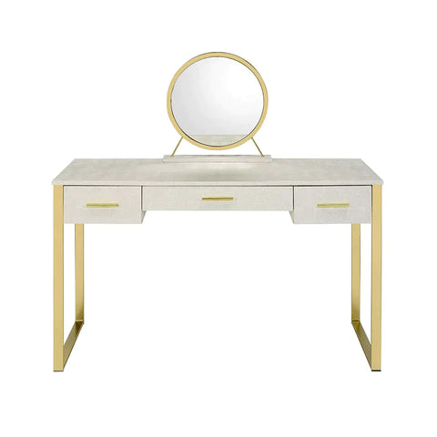 Myles Antique White & Champagne Finish Vanity Desk Model AC00841 By ACME Furniture