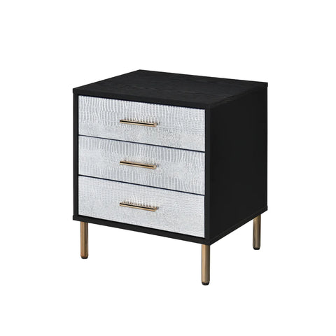 Myles Black, Silver & Gold Finish Nightstand Model AC00842 By ACME Furniture