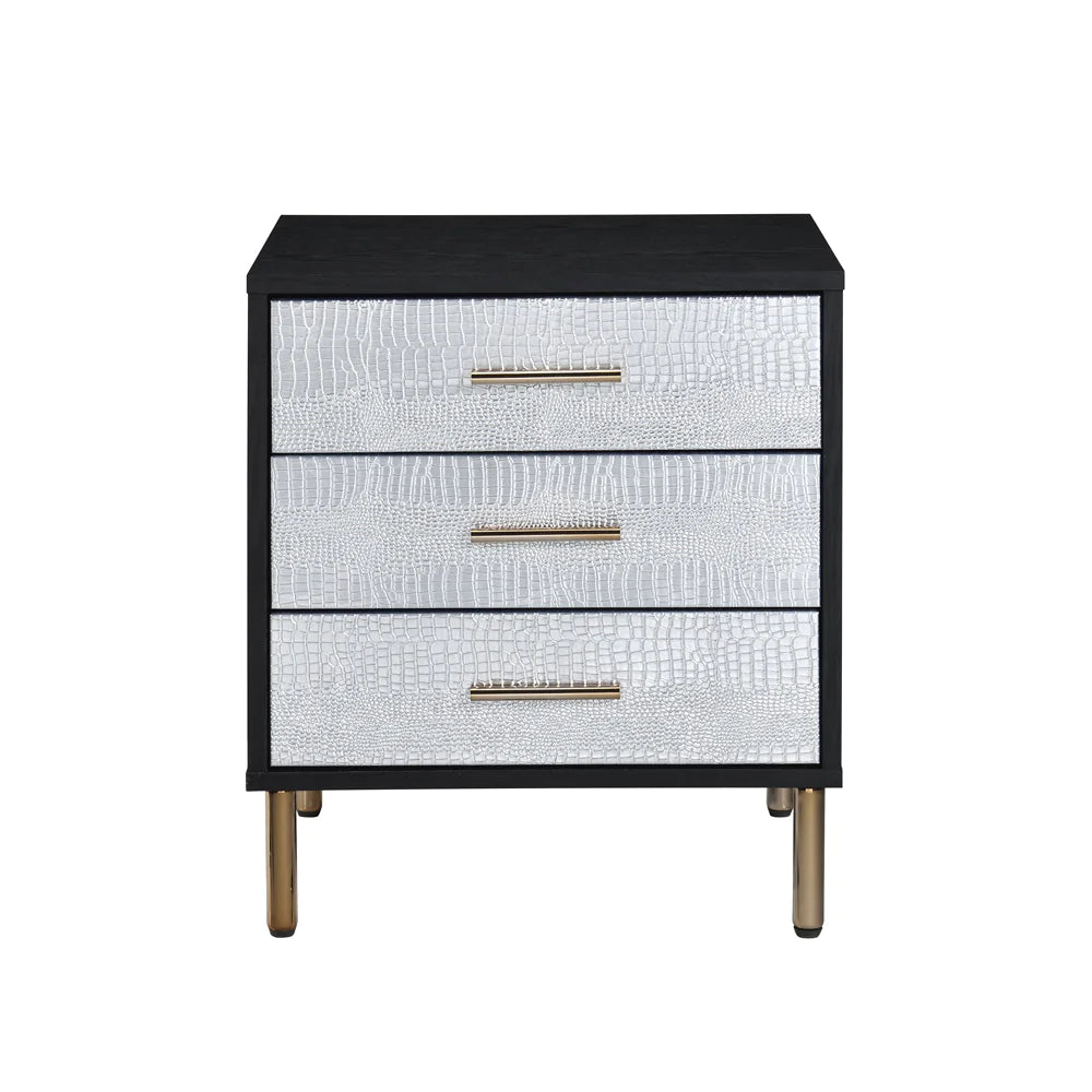 Myles Black, Silver & Gold Finish Nightstand Model AC00842 By ACME Furniture