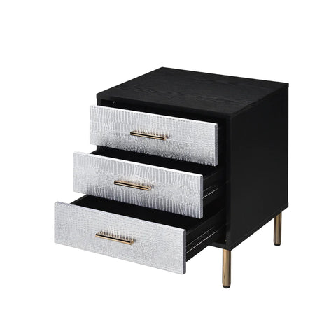 Myles Black, Silver & Gold Finish Nightstand Model AC00842 By ACME Furniture