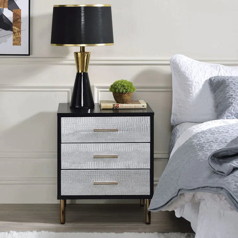 Myles Black, Silver & Gold Finish Nightstand Model AC00842 By ACME Furniture