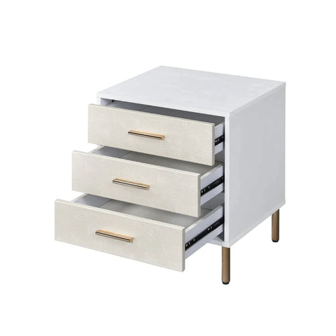 Myles White, Champagne & Gold Finish Nightstand Model AC00843 By ACME Furniture