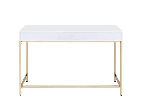 Ottey White High Gloss & Gold Finish Vanity Desk Model AC00899 By ACME Furniture