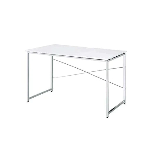 Tennos White & Chrome Finish Vanity Desk Model AC00903 By ACME Furniture