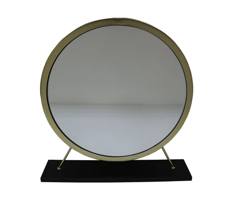 Adao Faux Fur, Mirror, Black & Brass Finish Vanity Mirror Model AC00931 By ACME Furniture