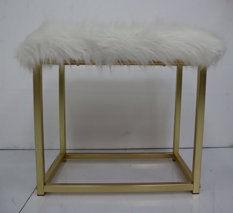 ACME Adao Faux Fur, Mirror, White & Brass Finish Adao Vanity Mirror Model AC00932