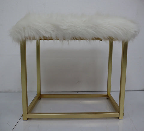 Adao Faux Fur, Mirror, White & Brass Finish Vanity Mirror Model AC00932 By ACME Furniture