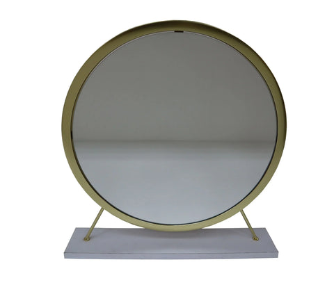 Adao Faux Fur, Mirror, White & Brass Finish Vanity Mirror Model AC00932 By ACME Furniture