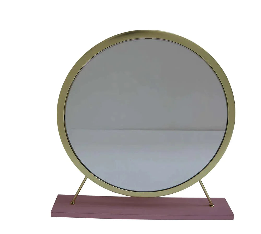 Adao Faux Fur, Mirror, Pink & Gold Finish Vanity Mirror Model AC00934 By ACME Furniture