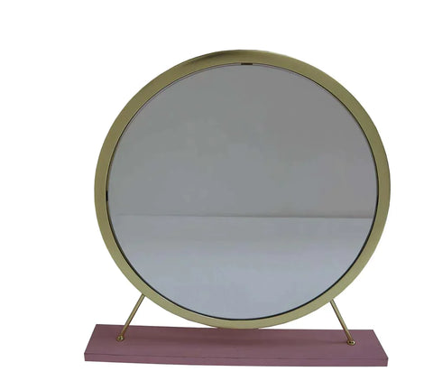 Adao Faux Fur, Mirror, Pink & Gold Finish Vanity Mirror Model AC00934 By ACME Furniture