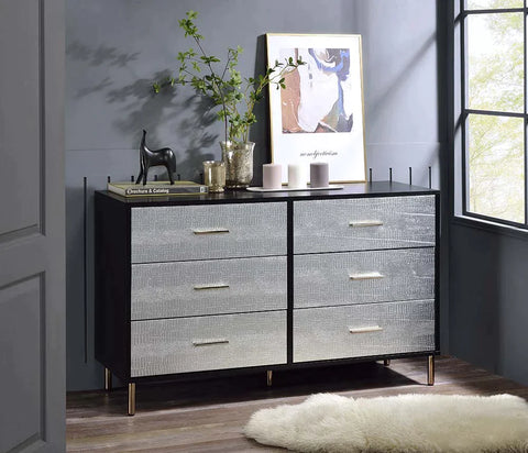 Myles Black, Silver & Gold Finish Dresser Model AC00961 By ACME Furniture