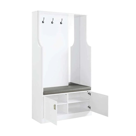 Buck II White High Gloss Finish Hall Tree Model AC01030 By ACME Furniture