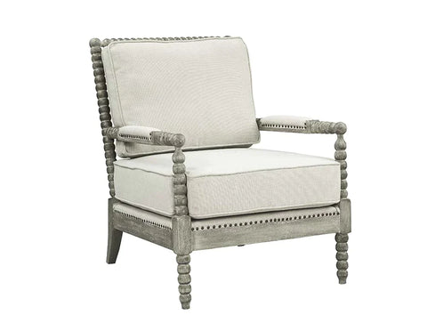 Saraid Beige Linen & Gray Oak Finish Accent Chair Model AC01165 By ACME Furniture