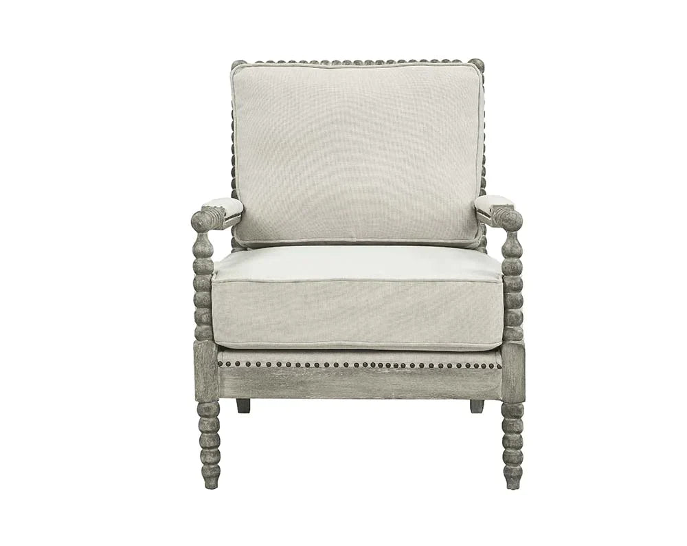 Saraid Beige Linen & Gray Oak Finish Accent Chair Model AC01165 By ACME Furniture