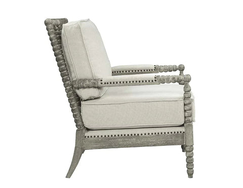 Saraid Beige Linen & Gray Oak Finish Accent Chair Model AC01165 By ACME Furniture