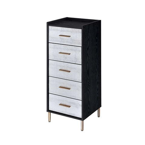Myles Black, Silver & Gold Finish Jewelry Armoire Model AC01167 By ACME Furniture
