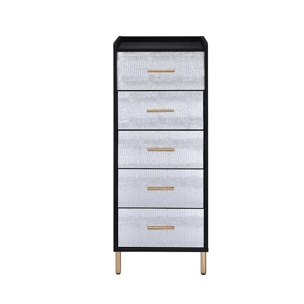 Myles Black, Silver & Gold Finish Jewelry Armoire Model AC01167 By ACME Furniture