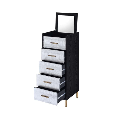 Myles Black, Silver & Gold Finish Jewelry Armoire Model AC01167 By ACME Furniture