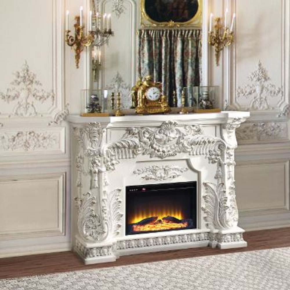 ACME Zabrina Antique White Finish Zabrina Fireplace Model AC01620