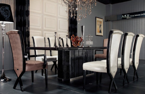 Supreme Luxury Ebony Veneer And Black Crocodile Dining Table Model VGUNAC832-240