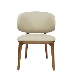 Modrest Chance Cream Fabric and Walnut Dining Chair Set of 2