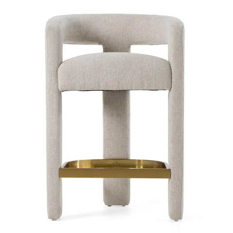 Modrest Adam Modern Beige Fabric & Brass Counter Chair Model VGMY-3713-26-BGE
