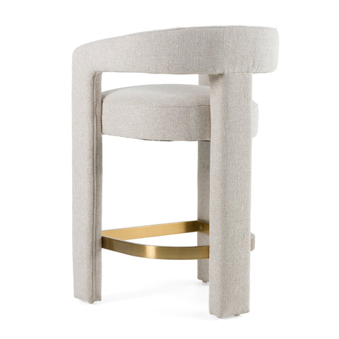 Modrest Adam Modern Beige Fabric & Brass Counter Chair Model VGMY-3713-26-BGE