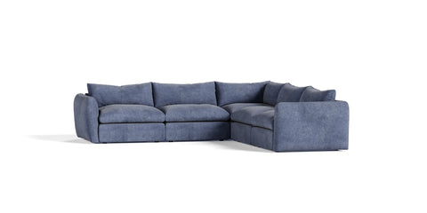 Divani Casa Kinsey Modern Blue Fabric Modular Sectional Sofa 5 Piece Sectional Model VGKK-KF.8035-MOD-NAVY-5-Piece Sectional